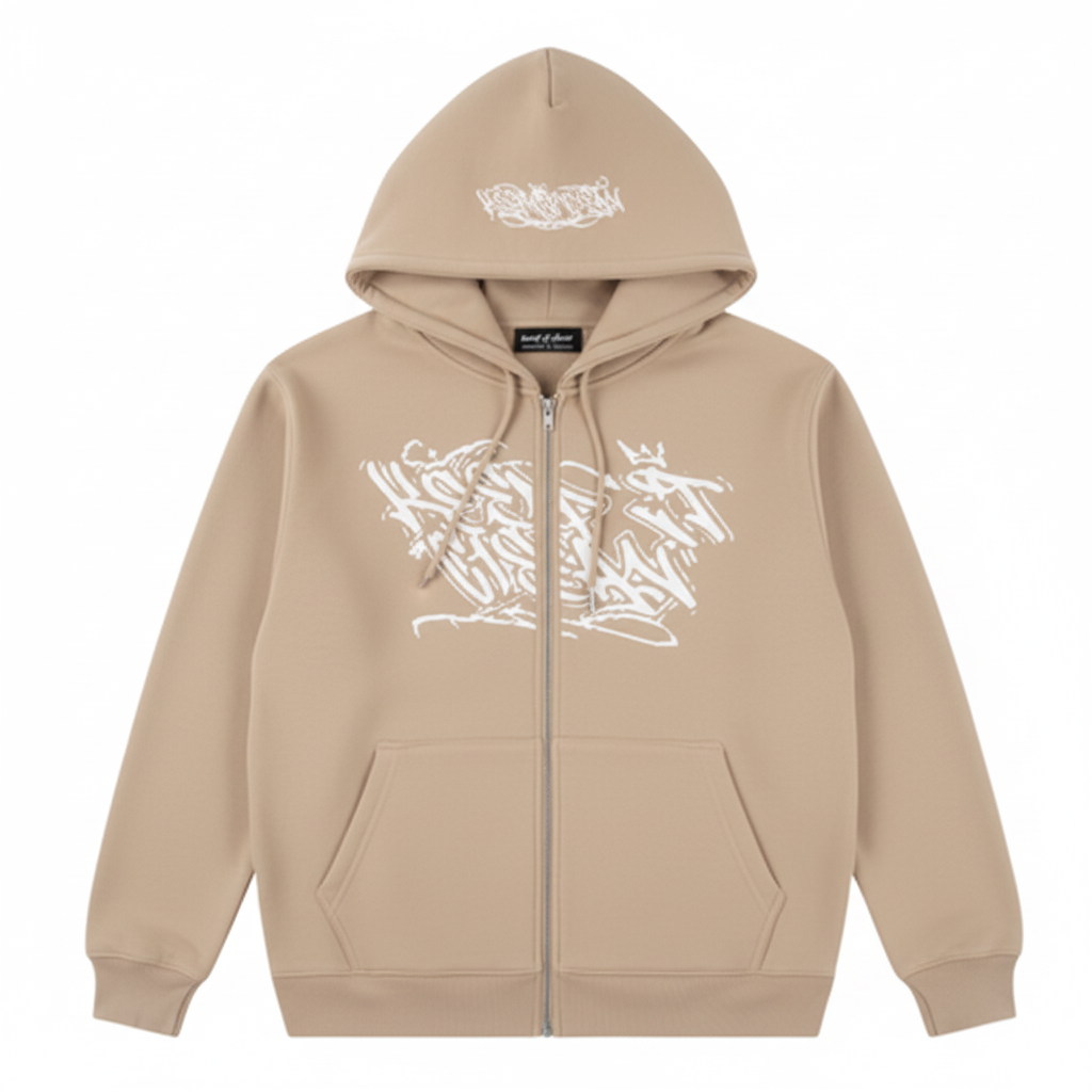 Beige hoodie met drakenprint