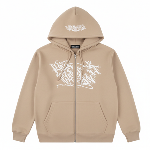 Beige hoodie met drakenprint